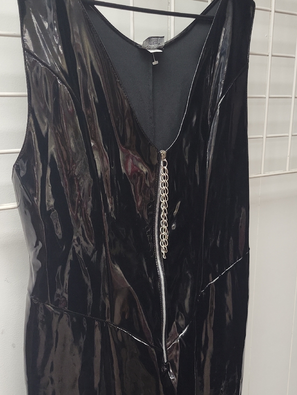 Snake Black Patent-Look Sleeveless Jumper, 3X